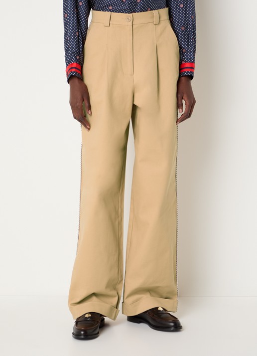Claudie Pierlot High waist wide fit broek met steekzakken