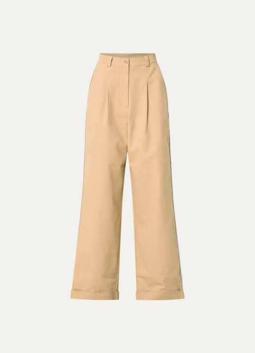 Claudie Pierlot High waist wide fit broek met steekzakken - voorkant 2 camel