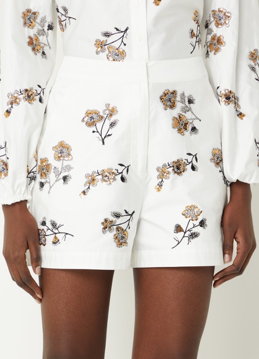Claudie Pierlot High waist wide fit korte broek in linnenblend met pailletten