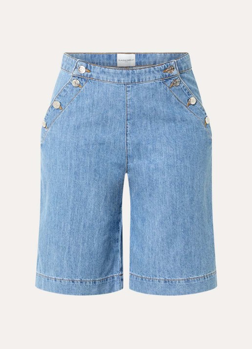 Claudie Pierlot High waist wide fit korte broek van denim - voorkant 2 lichtblauw