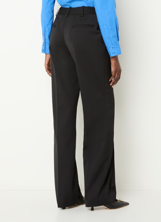 Claudie Pierlot High waist wide fit pantalon in wolblend - achterkant 3 zwart