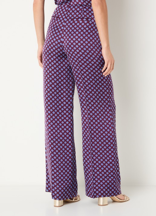 Claudie Pierlot High waist wide fit pantalon met grafische print - achterkant 4 bordeauxrood