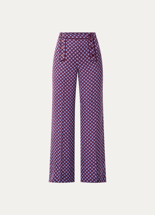 Claudie Pierlot High waist wide fit pantalon met grafische print - voorkant bordeauxrood