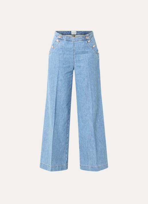 Claudie Pierlot High waist wide leg jeans met lichte wassing - voorkant lichtblauw