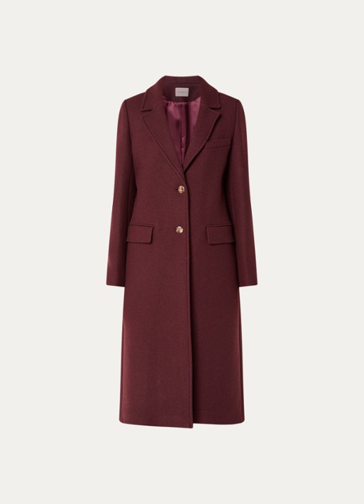 Claudie Pierlot Inny mantel van wolblend met klepzakken - voorkant aubergine