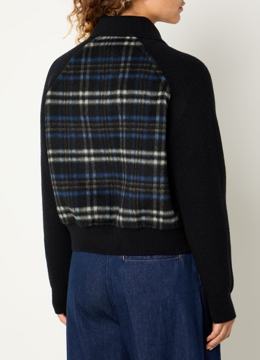 Claudie Pierlot Jack in alpaca wolblend met ruitdessin - achterkant 2 zwart