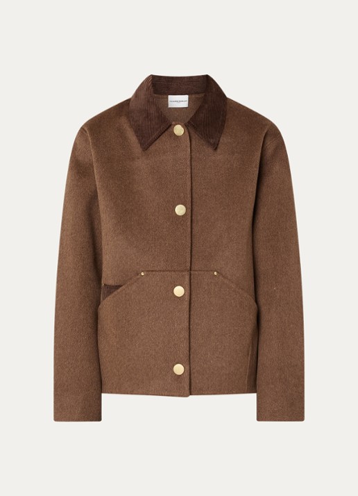 Claudie Pierlot Jack in wolblend met details van corduroy - voorkant 3 bruin