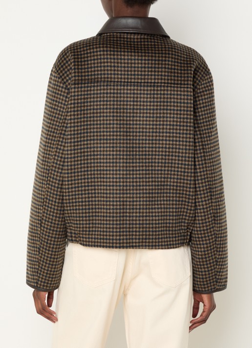 Claudie Pierlot Jack in wolblend met ruitdessin - achterkant 2 bronsgroen