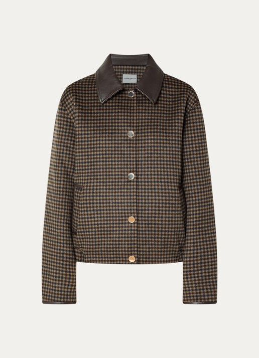 Claudie Pierlot Jack in wolblend met ruitdessin - voorkant 3 bronsgroen