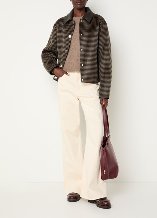 Claudie Pierlot Jack in wolblend met ruitdessin - voorkant 4 bronsgroen