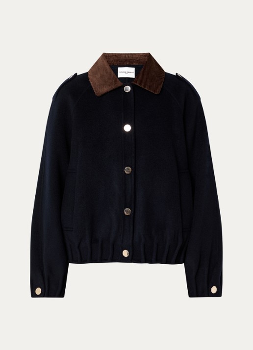 Claudie Pierlot Jack in wolblend met steekzakken - voorkant 3 donkerblauw