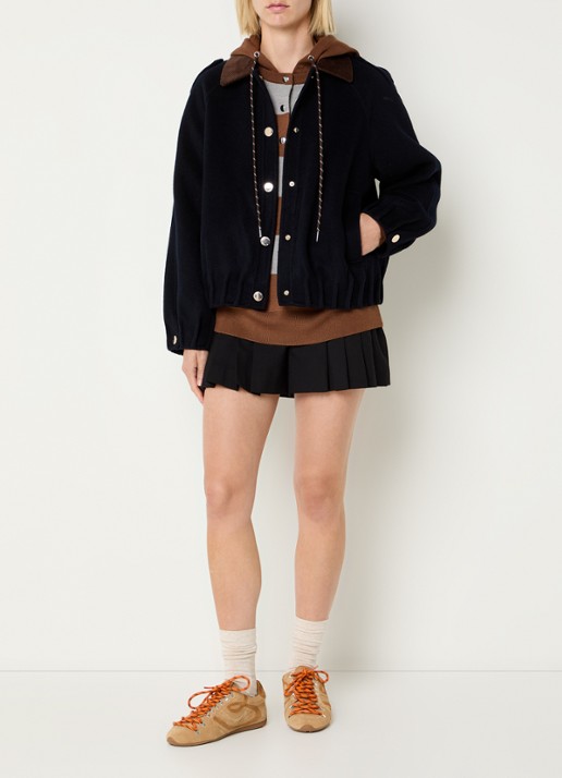 Claudie Pierlot Jack in wolblend met steekzakken - voorkant 4 donkerblauw