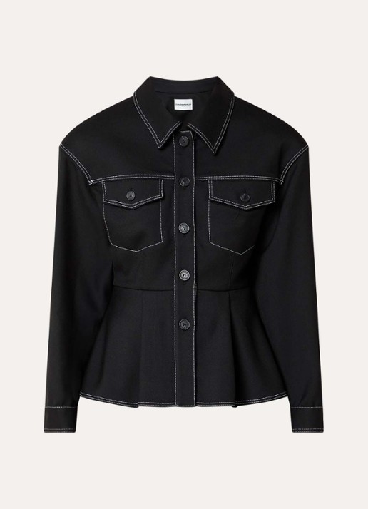 Claudie Pierlot Jack met peplum en borstzakken - voorkant 3 zwart