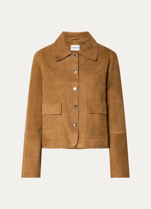 Claudie Pierlot Jack van geitenleer met klepzakken - voorkant 2 cognac
