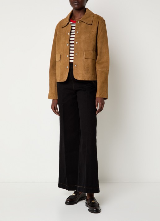 Claudie Pierlot Jack van geitenleer met klepzakken - voorkant 3 cognac
