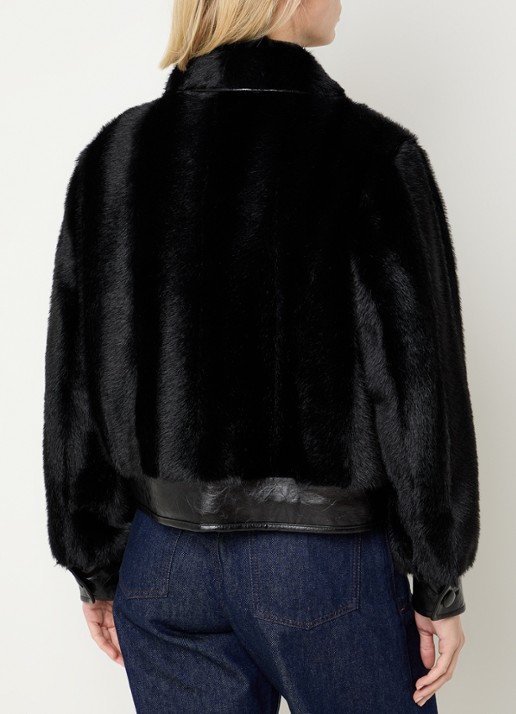 Claudie Pierlot Jack van imitatieleer met details van imitatiebont - achterkant 2 zwart