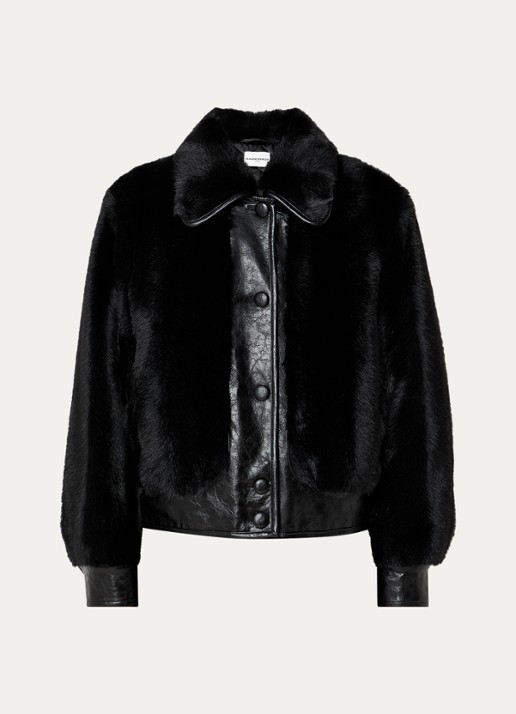 Claudie Pierlot Jack van imitatieleer met details van imitatiebont - voorkant 3 zwart