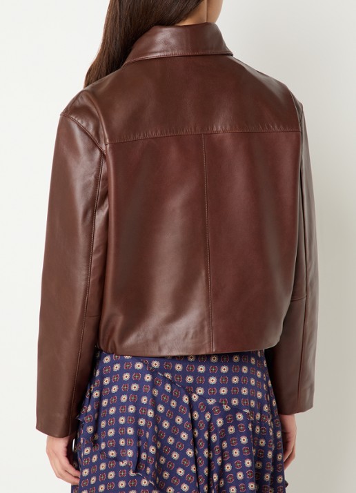 Claudie Pierlot Jack van lamsleer met steekzakken - achterkant roodbruin