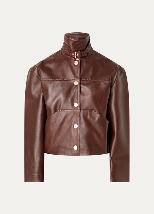 Claudie Pierlot Jack van lamsleer met steekzakken - voorkant 3 roodbruin