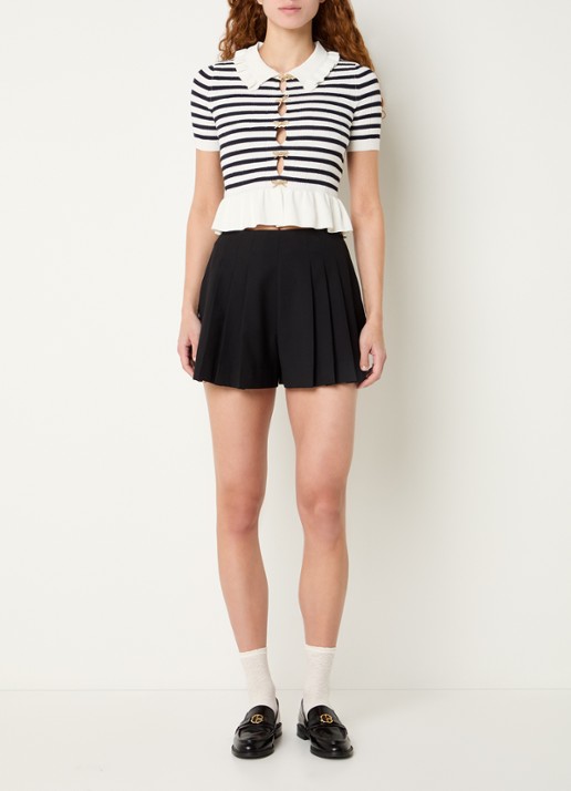 Claudie Pierlot Korte broek met plooien - voorkant 3 zwart