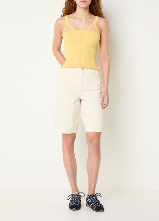 Claudie Pierlot Magma fijngebreide tanktop - voorkant 2 geel