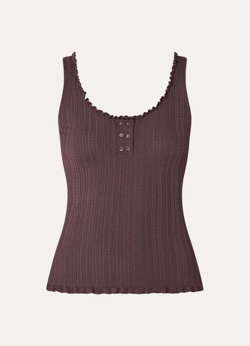 Claudie Pierlot Magnolia tanktop met ribstructuur - voorkant 2 bruin