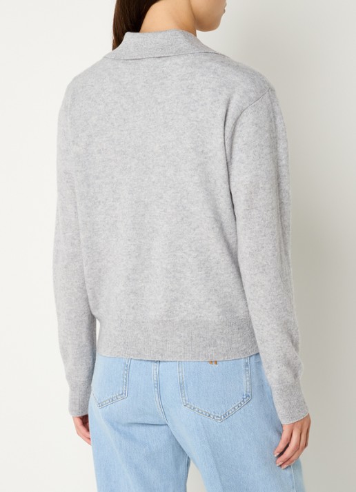 Claudie Pierlot Maloute fijngebreide pullover in kasjmierblend - achterkant 3 grijsmele