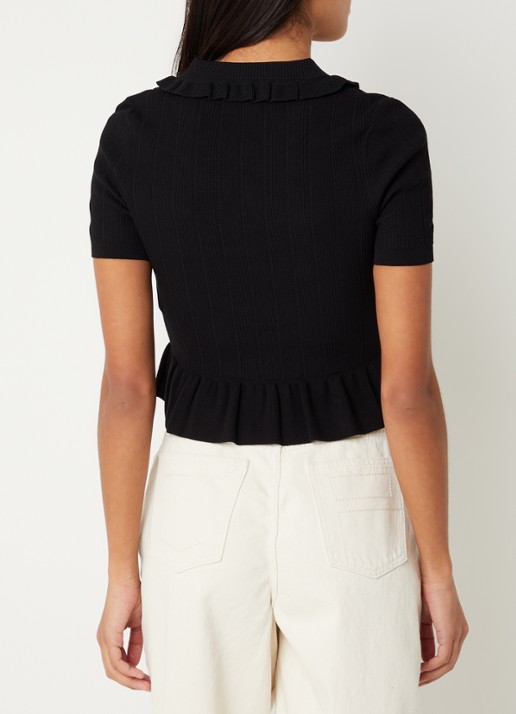 Claudie Pierlot Manalouni ribgebreide top met peplum - achterkant zwart