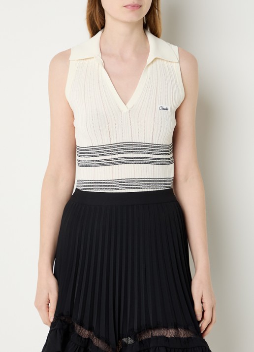 Claudie Pierlot Manalysa fijngebreide top met streepprint