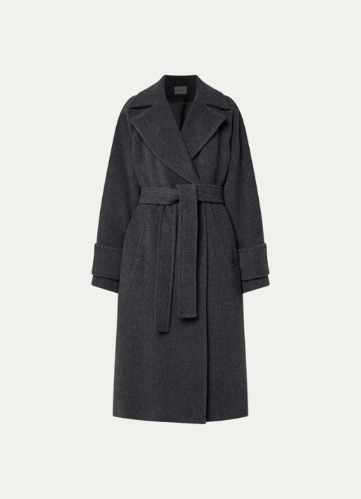 Claudie Pierlot Mantel in wolblend met ceintuur - voorkant 3 grijs