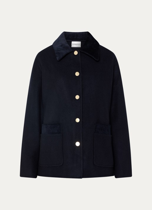 Claudie Pierlot Mantel in wolblend met opgestikte zakken - voorkant 2 donkerblauw