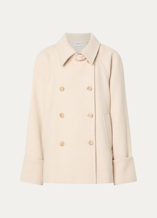 Claudie Pierlot Mantel in wolblend met steekzakken - voorkant 3 beige