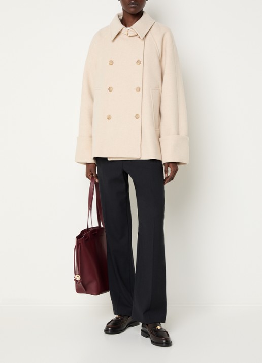 Claudie Pierlot Mantel in wolblend met steekzakken - voorkant 4 beige