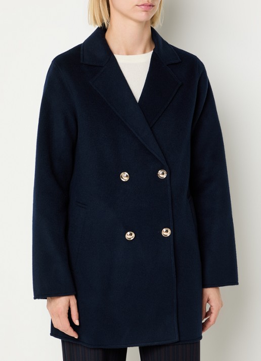 Claudie Pierlot Mantel van wol - detail donkerblauw