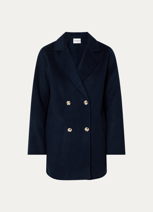 Claudie Pierlot Mantel van wol - voorkant 3 donkerblauw