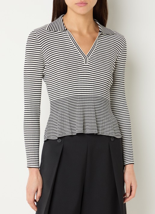 Claudie Pierlot Mantessa ribgebreide top met streepprint en V-hals