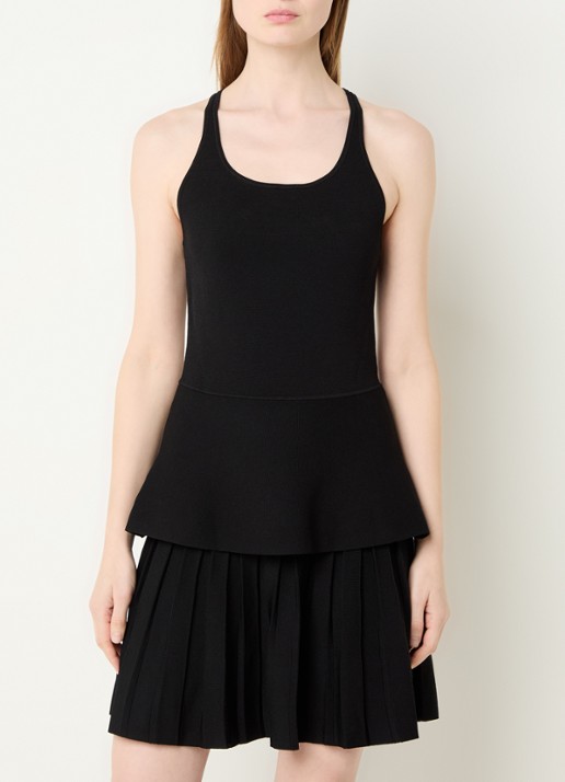 Claudie Pierlot Manuci fijngebreide mini jurk met peplum en plissé