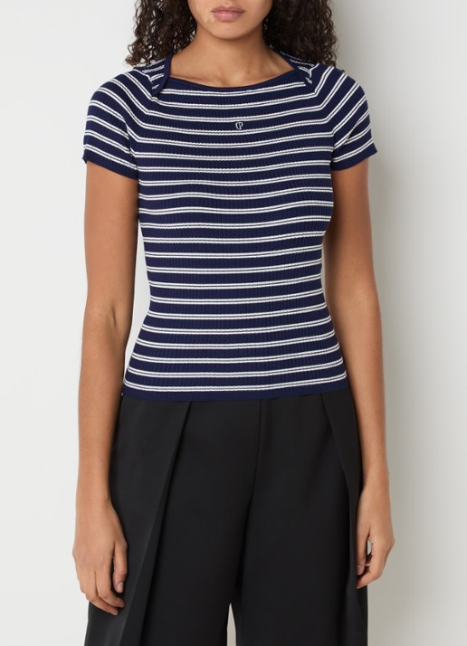 Claudie Pierlot Manzai ribgebreide top met streepprint