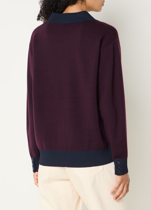 Claudie Pierlot Marinette sweater met kraag - achterkant middengrijs