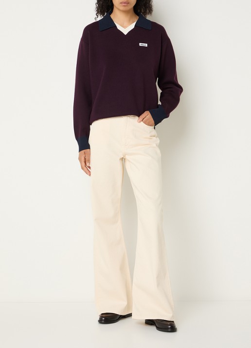 Claudie Pierlot Marinette sweater met kraag - voorkant 3 middengrijs
