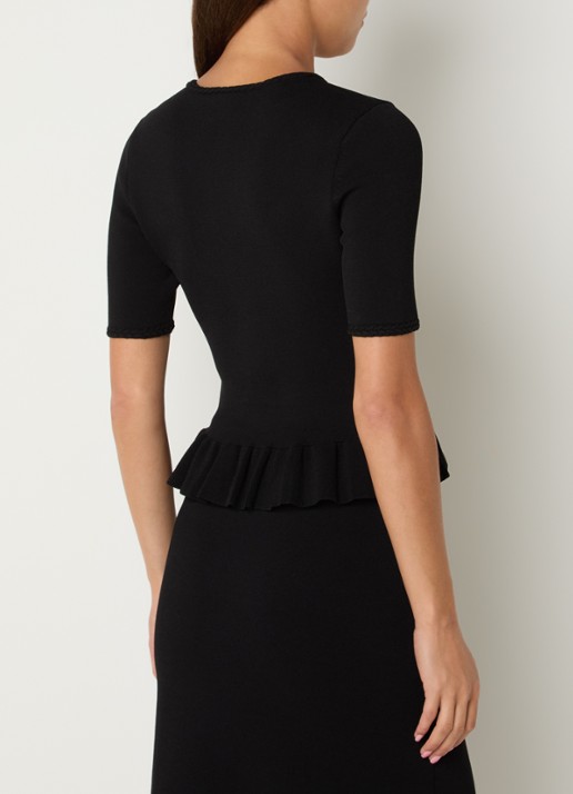 Claudie Pierlot Marquise top met sierknopen en peplum - achterkant 4 zwart
