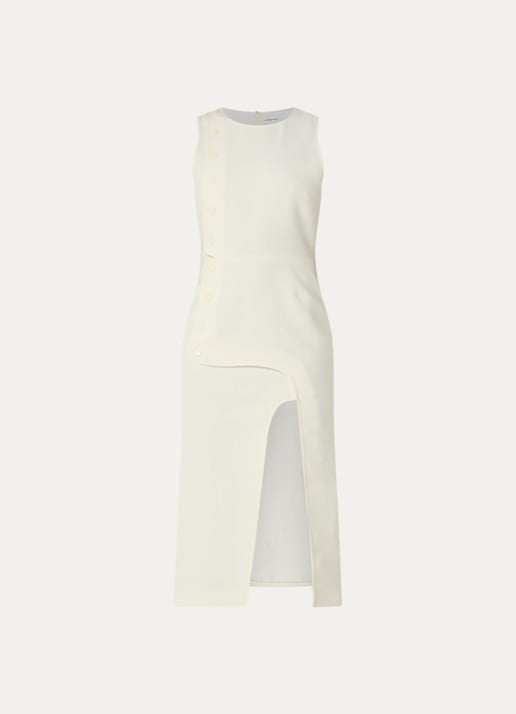 Claudie Pierlot Maxi blazerjurk met split - voorkant gebroken wit