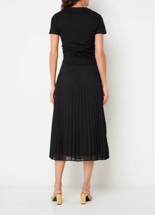 Claudie Pierlot Maxi jurk met plissé - achterkant zwart