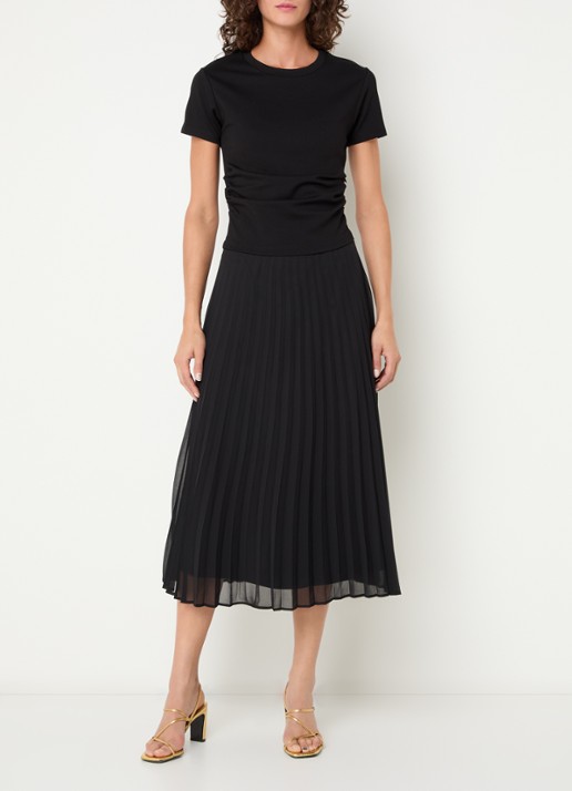 Claudie Pierlot Maxi jurk met plissé - detail 4 zwart