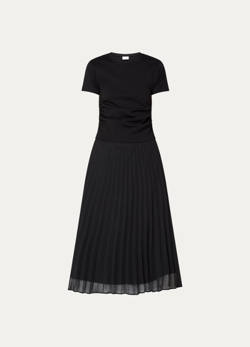 Claudie Pierlot Maxi jurk met plissé - voorkant 2 zwart