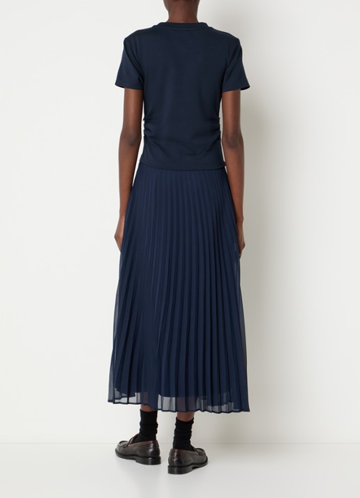 Claudie Pierlot Maxi jurk met plooidetail en ruches - achterkant 4 donkerblauw