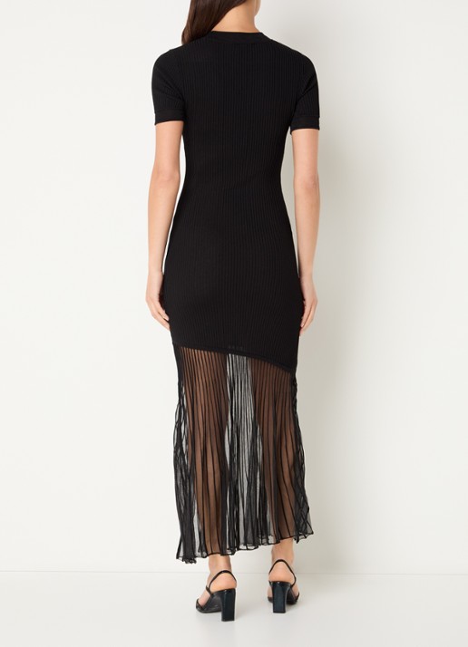 Claudie Pierlot Maxi jurk met plooien - achterkant 4 zwart