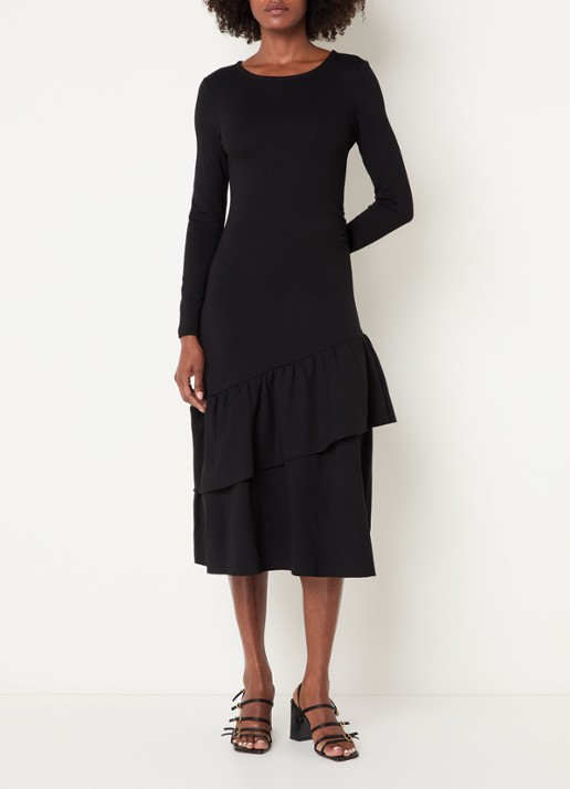 Claudie Pierlot Maxi jurk met volant - detail zwart