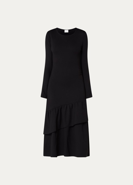 Claudie Pierlot Maxi jurk met volant - voorkant 3 zwart