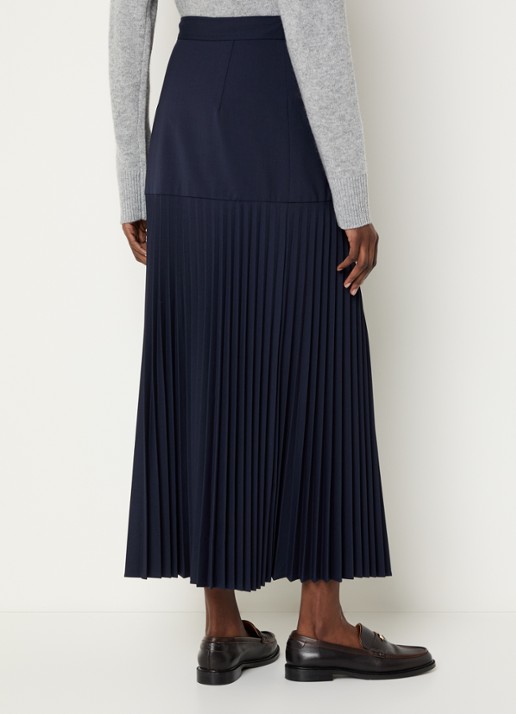 Claudie Pierlot Maxi rok met plooien - achterkant donkerblauw